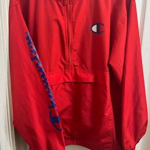 red long sleeve windbreaker, very comfortable.